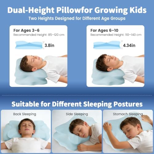 2026 New Toddler Pillow, Kids Cervical Pillow for Neck and Shoulder, Cooling Orthopedic Memory Foam Pillow,Ergonomic Neck Support Pillow for Side,Back and Stomach Sleepers,Odorless Aged 3-10 Years Old