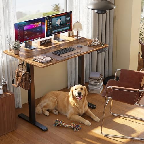 Claiks Electric Height Adjustable Standing Desk, 32x19 Inch, Rustic Brown