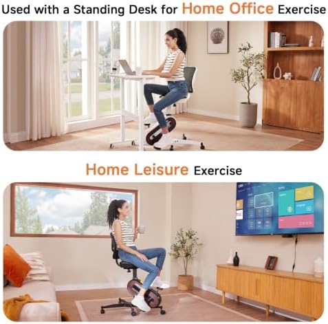 HitGo Office Exercise Bike Desk Chair,330 lbs Heavy Duty Under Desk Bike with 9-Level Height Adjustable Seat 24.4"-33.8",8-Level Resistance & Rolling Wheels,Quiet Fitness Chair for Home Office