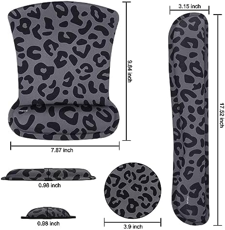 MOSISO Leopard Grain Wrist Rest Support for Mouse Pad&Keyboard Set, Black