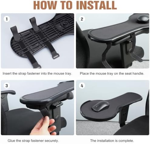 Ergonomic Adjustable Arm Rest Mouse pad for Chair, Strap Fastener