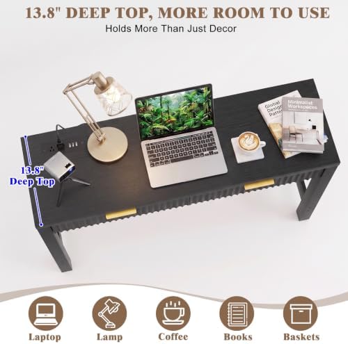 Cyclysio 47" Console Table with Charging Station & 2 Fluted Drawers