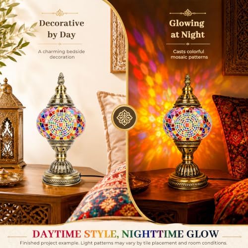 Joyclub DIY Turkish Mosaic Lamp Kit for Adults, Beginner Friendly, Colorful