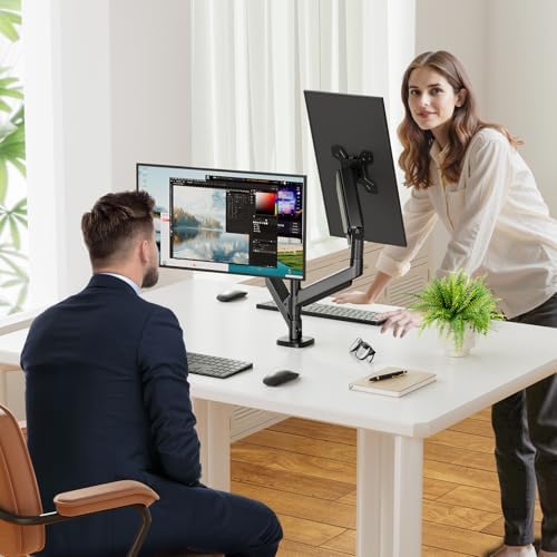 Simple Trending Dual Monitor Stand for 17-27 inch Computer Screens, Computer Stand, Adjustable Stand for 2 Monitors Holds up to 20 lbs, (Black)