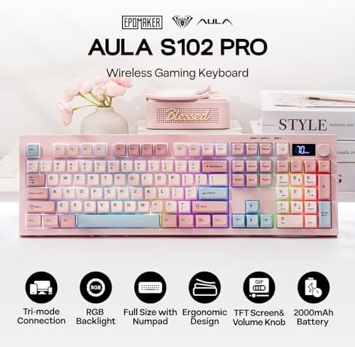 EPOMAKER Aula S102 PRO Membrane Gaming Keyboard w/TFT Screen & Volume Knob
