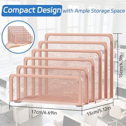 Mail Organizer with 5 Slot Mail Holder for Desk Rose Gold