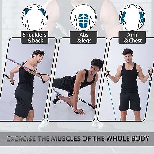 Resistance Bands with Handles and Door Anchor for Home Workouts