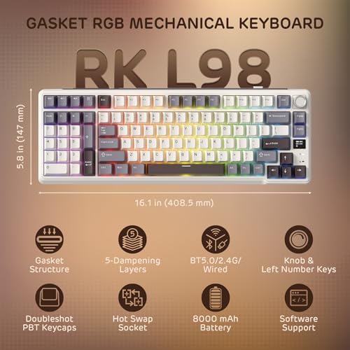 RK ROYAL KLUDGE L98 Wireless Mechanical Keyboard w/Southpaw Numpad