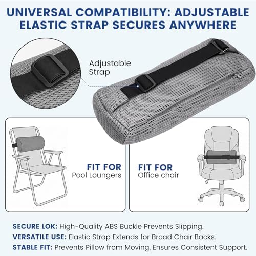 Headrest Pillow for Lounge Chair & Spa-Breathable 3D Mesh Quick-Dry Neck Support Bolster with Elastic Band for Beach, Poolside, Bath Tub, and Office Chair (1 PC Spa Pillow)