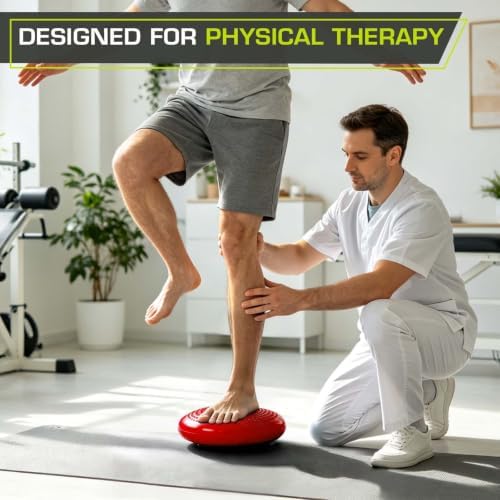 ProsourceFit Core Balance Disc, Inflatable Wobble Cushion with Hand Pump, Dual-Textured Non-Slip Surface for Core, Balance, and Stability Training, 14-inch