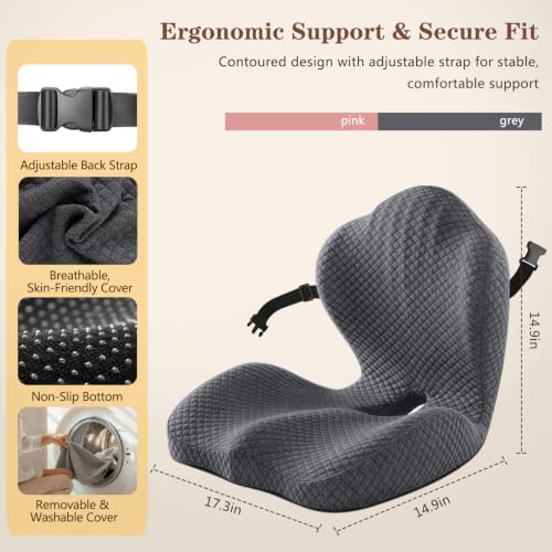 Ergonomic Seat Cushion with Back Support, Black