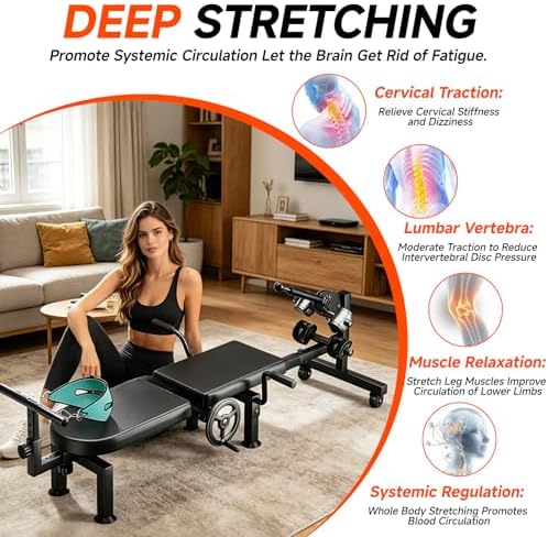Spine Decompression Table Back Stretcher - Full Body Traction & Stretch Machine for Home Cervical Traction Lumbar Stretching, Flexibility Training, Mobility Support