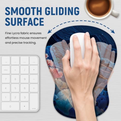 Ergonomic Mouse Pad with Wrist Rest, Gel Wrist Support, Coral Dream