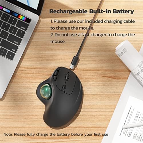 Nulea M501 Wireless Trackball Mouse Ergonomic Thumb Control, 4 DPI Levels