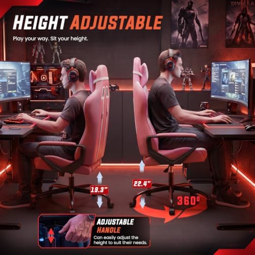 PayLessHere | Gaming Chair | Pink | with Adjustable Lumbar Support