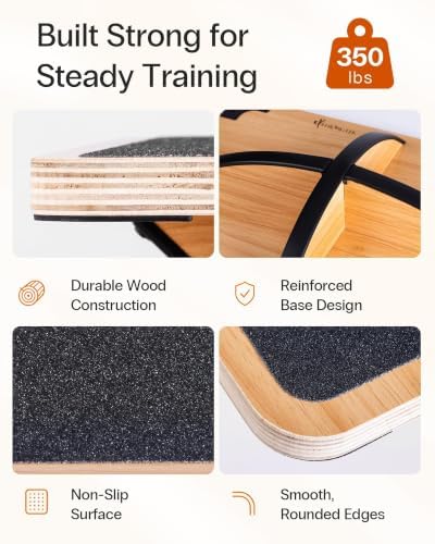 StrongTek Wooden Balance Board, Basic Rocker or Advanced 360° Wobble