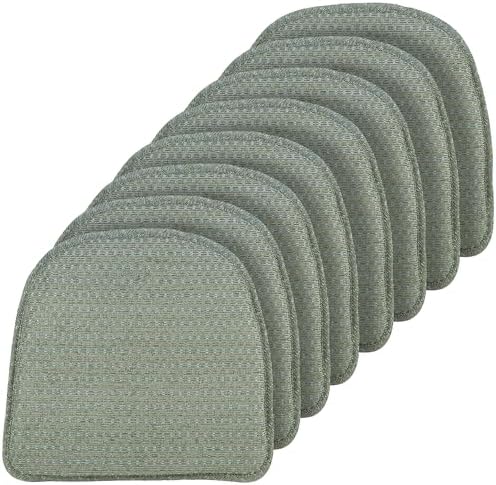 Klear Vu Raindrop The Gripper Non Slip Chair Cushions, Soft & Comfortable Seat Pad, Sitting Pillow for Kitchen, Dining or Office, 8 Count (Pack of 1), Celadon