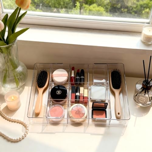 Acrylic Expandable Desk Drawer Organizer with 11 Adjustable Compartments