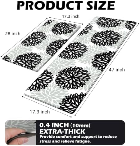 Kitchen Mats Set of 2 Cushioned Anti Fatigue Kitchen Rugs Non Slip Waterproof Kitchen Runner Memory Foam Kitchen Floor Mat Comfort Standing Mat for Sink,Office,Laundry