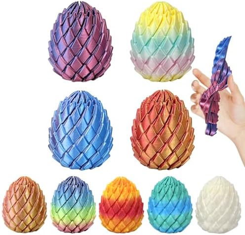 3D Printed Twisty Fidget Dragon Eggs, Rotating Sensory Desk Toys(4pcs)