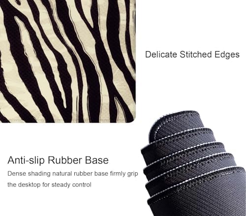 Zebra Striped Printed Desk Mat Large Gaming Mouse Pad XL Extended Mousepad Desk Pad Big Keyboard Pad Desktop Mouse Mat 31.5"x11.8" Deskmat for Gamers with Stitched Edges Non-Slip Rubber Base