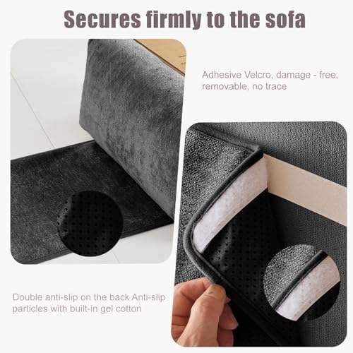 Chenille Neck Pillow for Sofa - Adjustable Headrest, Non-Slip Neck Support Cushion for Pain Relief, Comfortable Chair Pillow, Black