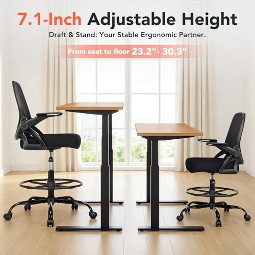 Drafting Chair, Tall Office Chair for Standing Desk, Black, 20 PK
