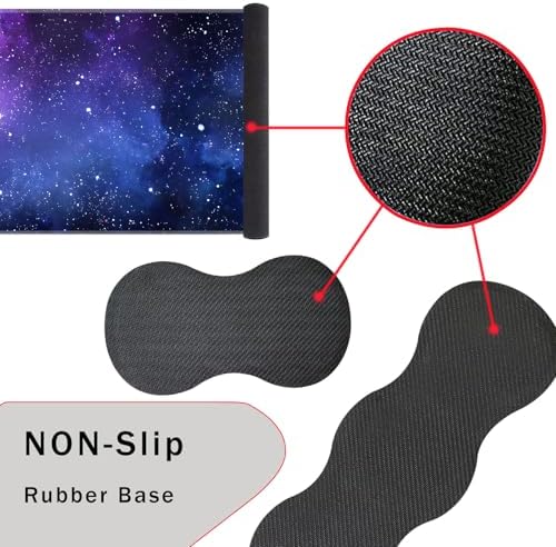 Keyboard Wrist Rest and Mouse Pad with Wrist Support Set Ergonomic Coaster,Memory Foam,Easy Typing Pain Relief,Large XL Desk Mat 31.5"x 11.8",Galaxy Design