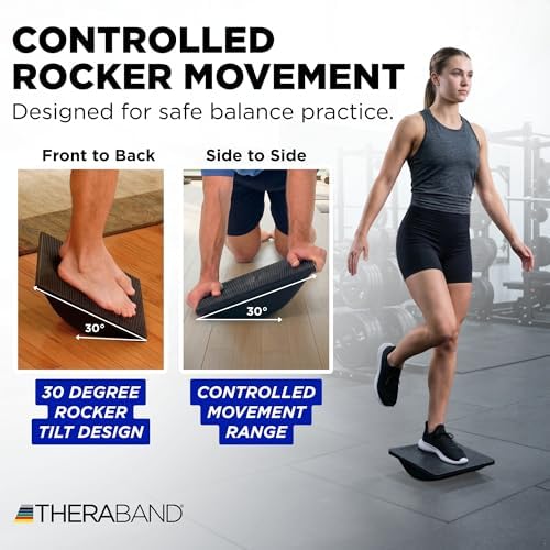 THERABAND Rocker Board, Wobble Balance Board, Core Strength Trainer, Black