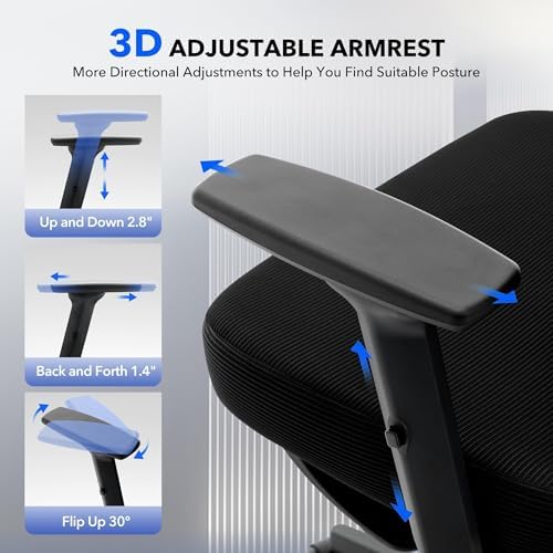 Ergonomic Office Chair with Adjustable Lumbar Support, Black