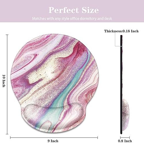 Mouse Pad with Wrist Support, Desk Decor for Office Marble Design Mouse Pad Non-Slip Rubber Base Mousepad for Desk Laptop Gaming Working Computers Laptop Easy Typing & Pain Relief, Purple