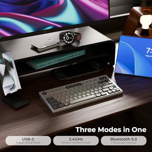 OOCTPK Mechanical Keyboard, Chilkey ND75 LP Wireless Gaming Keyboard with LCD Screen, Bluetooth 5.3/2.4G/USB-C, Hot Swappable Per-Key RGB Custom, Thin Front, Wrist Rest, Full-Aluminum, PC/Mac Support