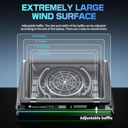 D16 RGB Gaming Laptop Cooling Pad for 15.6-19" Laptops, Adjustable Speed