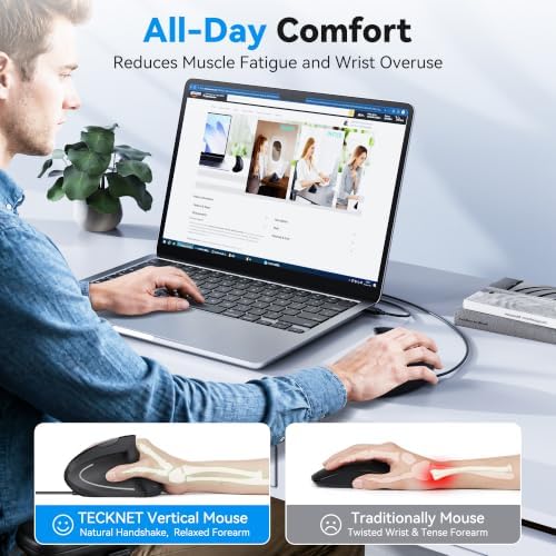 TECKNET Wired Mouse, Comfortable Ergonomic Mouse with 6400 DPI