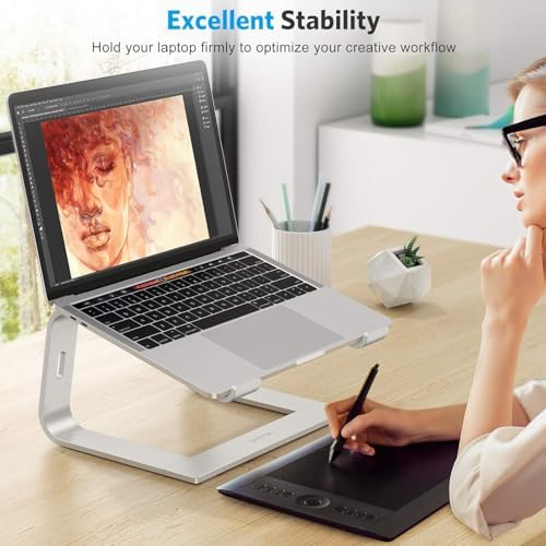 OMOTON Laptop Stand, Detachable Mount for MacBook Air/Pro Dell HP Silver