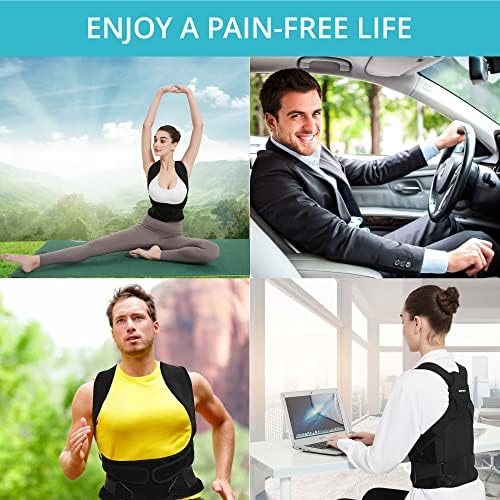 SHAPERKY Posture Corrector for Women for Support: Back Brace for Full Back Support - Adjustable Shoulder Straightener for Women and Men (Black, Small)