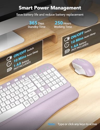 SABLUTE Wireless Keyboard and Mouse Combo with Ergonomic Wave Key
