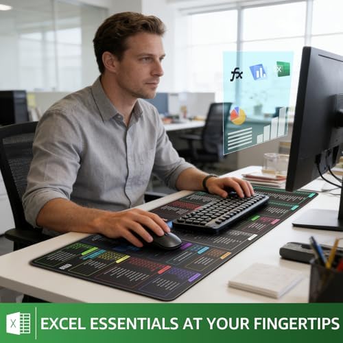 KTRIO Excel Shortcuts Mousepad, Desk Mat, 31.5 x 11.8 in, XL