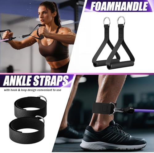 WHATAFIT Resistance Bands with Handles, 150 lb Exercise Bands Set