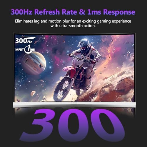 Z-Edge 27" White Curved Gaming Monitor, FHD 300Hz 240Hz Computer Screen