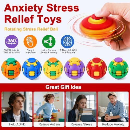 Press to Spin Fidget Spinner HelixCore Spin Stress Ball Sensory Fidget Toys