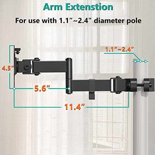 WALI Single Monitor Arm Mount for 17 to 32" Monitors, Full Motion Steel Monitor Pole Mount Bracket with Removable VESA Plate 75mm and 100mm, Vesa Mount for Outdoor, Gazebo, RVs (011ARM), Black