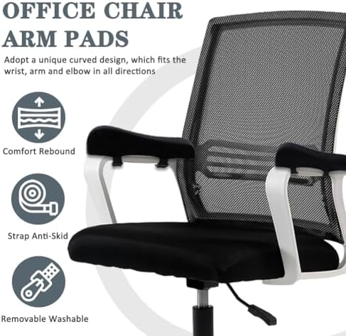 2 Pack Office Chair Armrest Pads Covers,Arm Rest Pad with Memory Foam Elbow Pillow for Forearm Pressure Relief, Arm Rest Covers for Office Chairs, Wheelchair, Comfy Gaming Chair (Black)