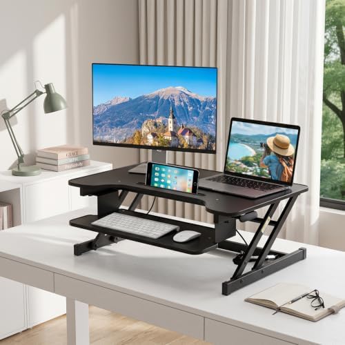 PayLessHere 32" Standing Desk Converter,Height Adjustable Desk Riser