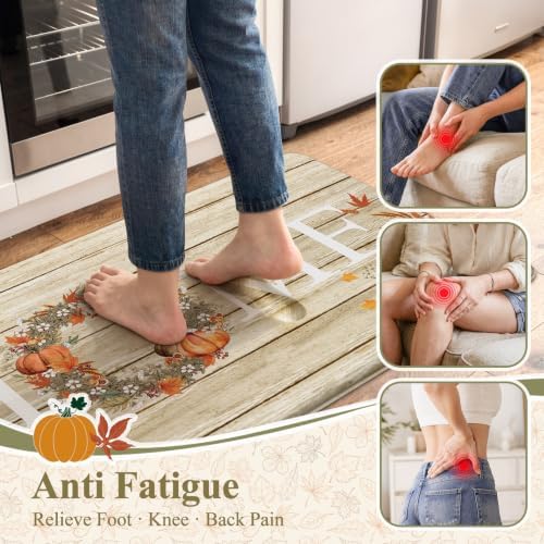KIMODE Fall Kitchen Mat Anti Fatigue Cushioned Kitchen Rugs Sets of 2 Decor