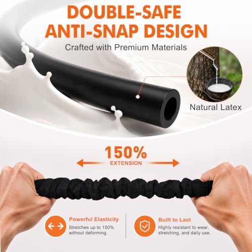 Pedal Resistance Band with Handle, Upgraded Durable Thickened Latex Tubes and Soft Foam Fabric Foot Pedal, Sit Up Exercise Equipment for Abdomen, Waist, Arm, Core/ABS, Leg, Physical Therapy