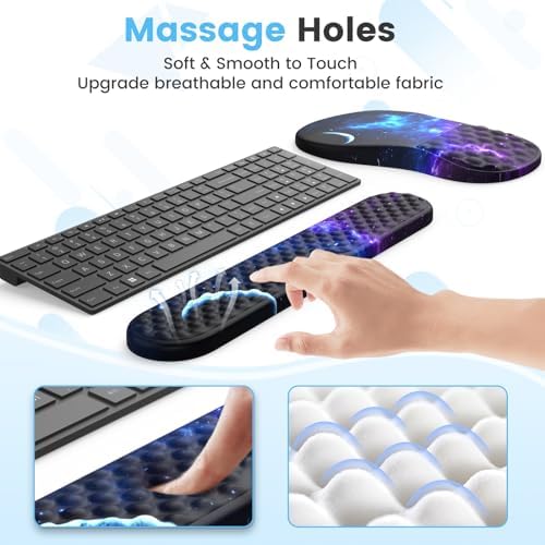 HAOCOO 3-Pcs Ergonomic Keyboard Wrist Rest Set with Mouse Pad
