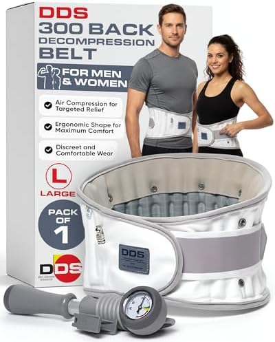 DDS, Inc. 300 Back Decompression Belt – Pneumatic Lumbar Decompression Belt for Women and Men, Lower Back Brace for Work, Lifting, and Daily Support – Adjustable Air Lumbar Traction Device (Large)
