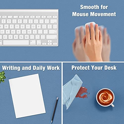 Hsurbtra Desk Pad, 30" x 14" PU Leather Desk Mat, XL Extended Mouse Pad, Waterproof Desktop Blotter Protector, Non-Slip Ultra Thin Large Laptop Keyboard Writing Mat for Office Home, Dark Blue