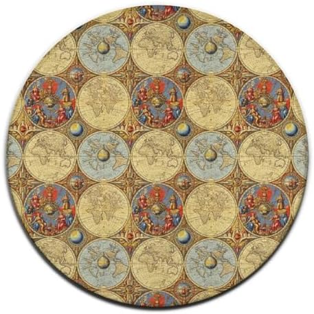Soft Round Yoga Carpet, Large Home Decor Mat, Non-Slip Machine Washable Kitchen Office Circle Rug Compatible with World Map